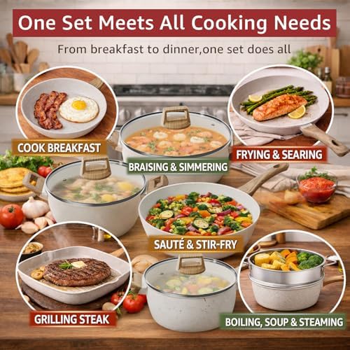 24Pcs Pots and Pans Set Non Stick, Ceramic Cookware Set - Image 4