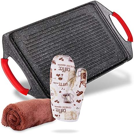 Moss & Stone Griddle Aluminum BBQ, Rectangle Grill Pan by Mossstone