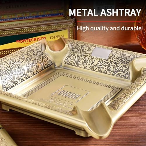 Cigar Ashtray 4 Slots Metal Large Cigarettes Ashtray - Image 2