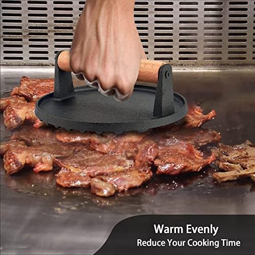 Leonyo 6 Inch Cast Iron Smasher Burger Press - Image 4