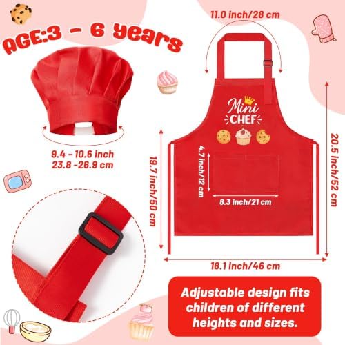 R HORSE 2 Pieces Kid Apron and Chef Hat Set, Dress up Pretend Play Toy - Image 3