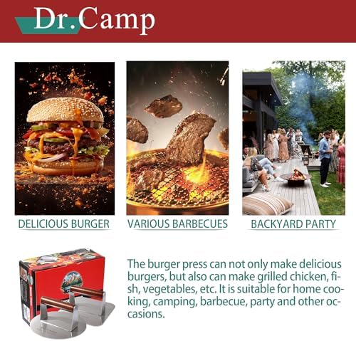 Dr.Camp 2 Pack Stainless Steel Burger Press - Image 6