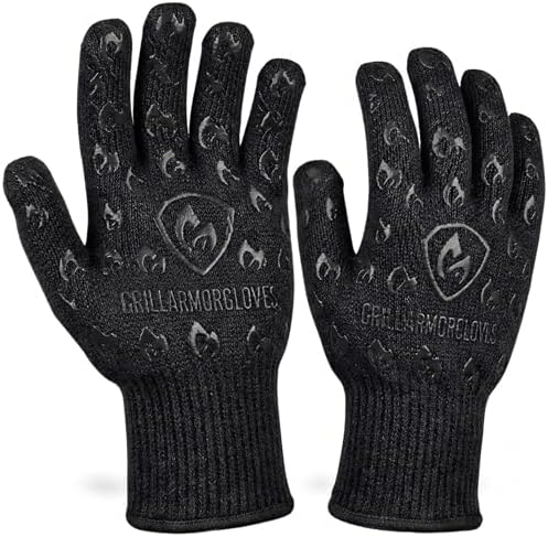 Grill Armor Oven Gloves with Fingers – Extra Long Cuff, 932°F Heat, Fire & Cut by GrillArmorGloves