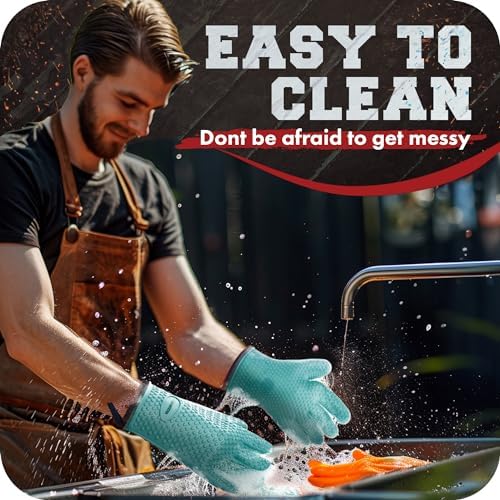 KITCHEN PERFECTION XL Silicone Smoker BBQ Gloves -Heat Resistant Oven Mitts - Image 6