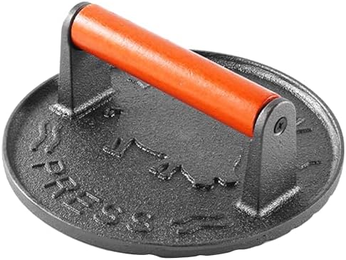Cast Iron Burger Press, 7.2 inch Round, Wood Handle by SanKonfuFoundry