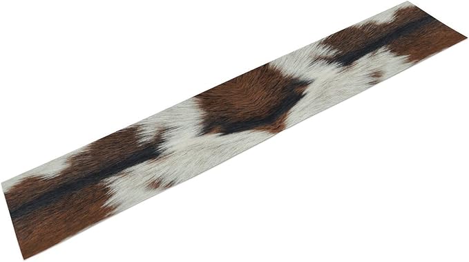 Cow Print Table Runner, Brown Cowhide Print Western Style Table Runner Country Farmhouse Cottage Cow Pattern Linen Table Decoration for Home Kitchen Dining 13x72