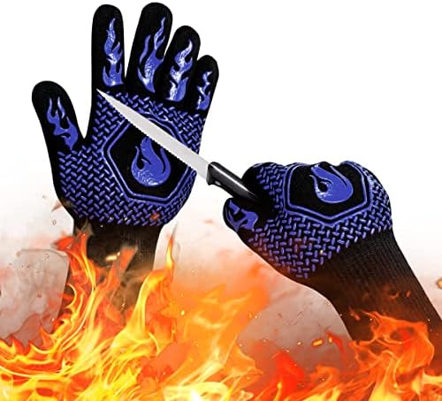 BBQ Gloves 1472F Heat Resistant Non-Slip Silicone 13.5in by DKHDBD