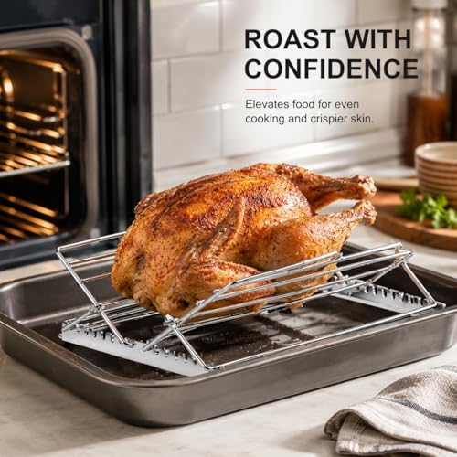 DEMCERT Roasting Rack, Adjustable V-Shaped Turkey Rack - Image 5
