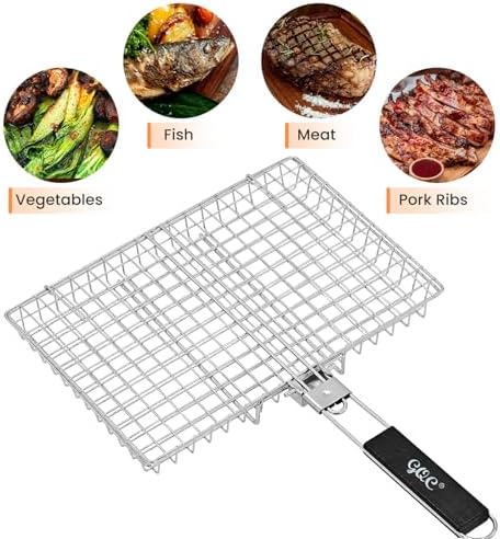Portable BBQ Grill Basket, Fish Grill Baskets, Folding Portable Fish Grilling - Image 4