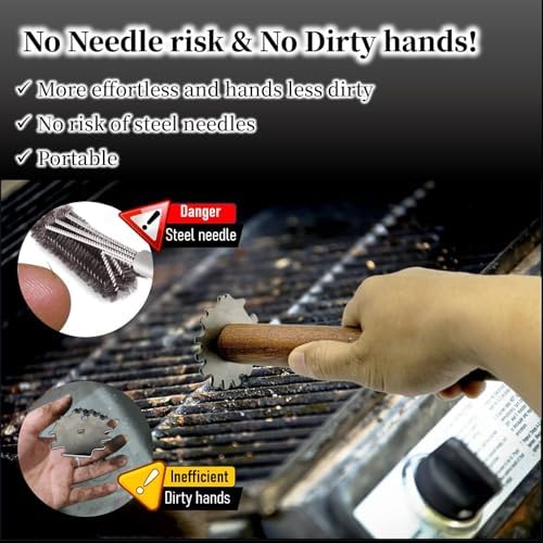 Grill Scraper for BBQ Grate and Griddle, Bristle-Free, 11.8” Wooden Handle – - Image 4