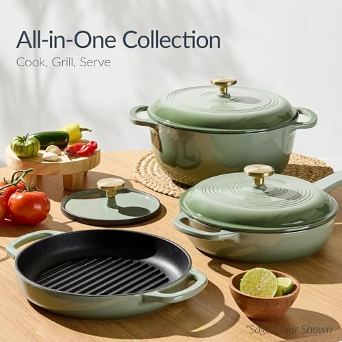 Best Choice Products 6-Piece Cast Iron Cookware Set, Ceramic Coated 6Qt Dutch - Image 3