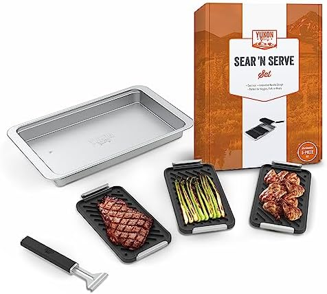 Yukon Glory Cast Iron Sear and Serve Set, 3 Pans and Serving Station by YukonGlory