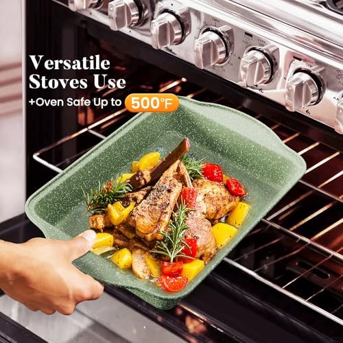 Kitchen Academy 17Pcs Green Induction Cookware Set, Nonstick Pots and Pans - Image 5
