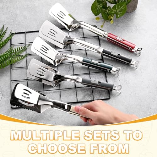 M METERXITY Spatula Tongs, 13.4 Inch 304 Stainless Steel Anti-Scald Extended - Image 4