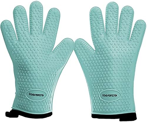 KITCHEN PERFECTION XL Silicone Smoker BBQ Gloves -Heat Resistant Oven Mitts by Kitchenperfection