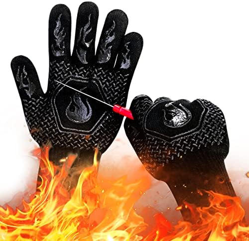 BBQ Gloves 1472F Heat Resistant Non-Slip Silicone 13.5in by DKHDBD