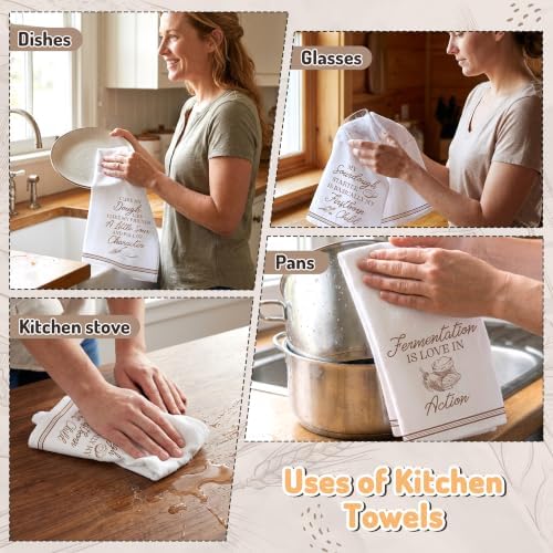 5 Pack Funny Sourdough Tea Bread Kitchen Dish Towels, Absorbent Hand Towels - Image 6