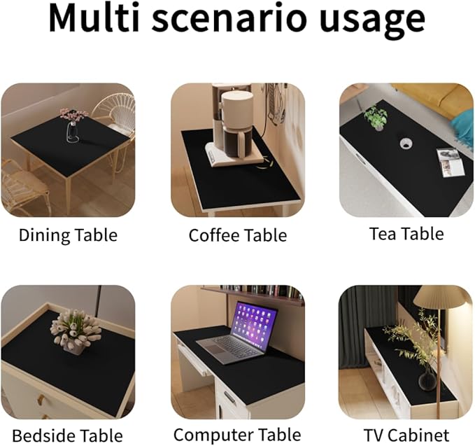 Leather Desk Mat,1.8mm Thick,16x60 Inch Desk Cover,Desk Protector Mat,Dresser Cover Top,Leather Table Cover,Side Table Cover,Office Desk Cover,Office Table Cover(Black+Black,16x60)