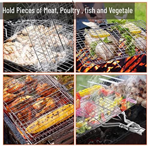 UNCO- Fish Grilling Basket, 2 Sets, Folding Portable Stainless Steel BBQ Grill - Image 7