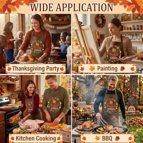 Thanksgiving Apron for Women & Men, Be Thankful Always Fall Kitchen Apron - Image 6