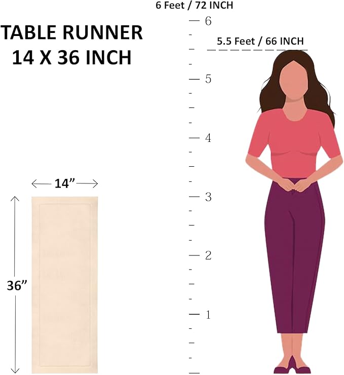 Solino Home Cinnamon Hemstitch Table Runner 36 Inches - Cotton Linen Small Table Runner 14 x 36 Inch Ideal for Dresser and Coffee Tables