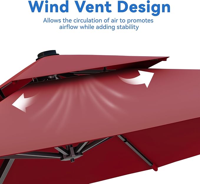 10x13FT Cantilever Outdoor Patio Umbrellas,Double Top Large Rectangle Umbrella - Image 8