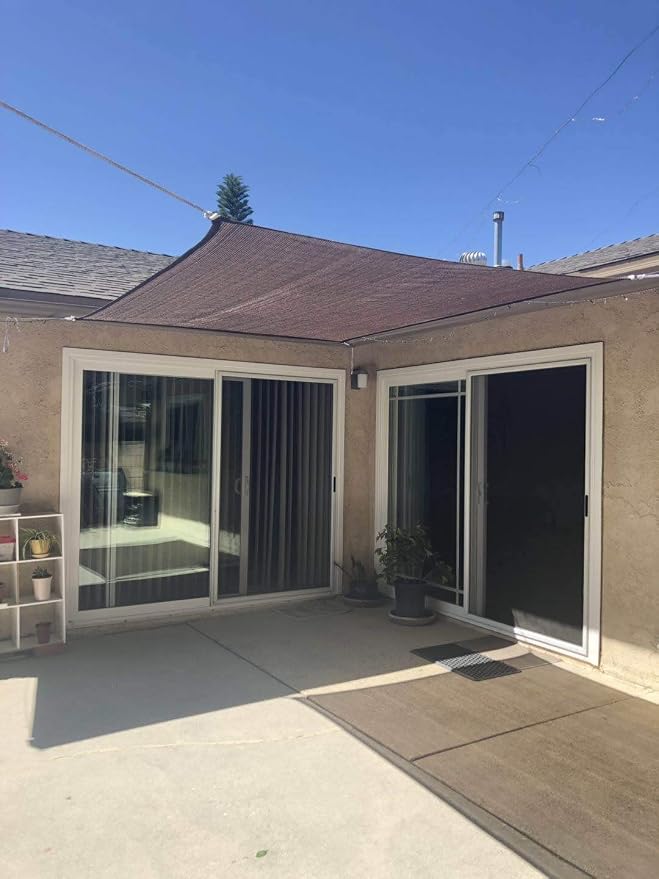 Eden's Decor Straight Flat-Edged Sun Shade Sail Rectangular 5' x 7' Brown - Image 8