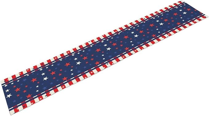 4th of July Table Runner, America Stars Stripes Patriotic Independence Memorial Day Table Runner for Kitchen Dining Home Party Holiday 13x90in