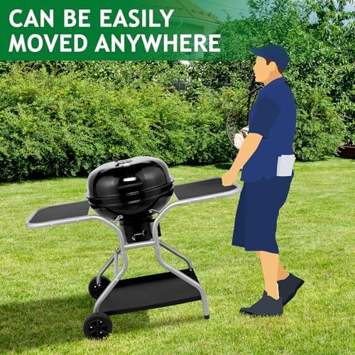 Cooking Barbecue Grill Cart, 25.2 inch Kettle Charcoal Grill - Image 7