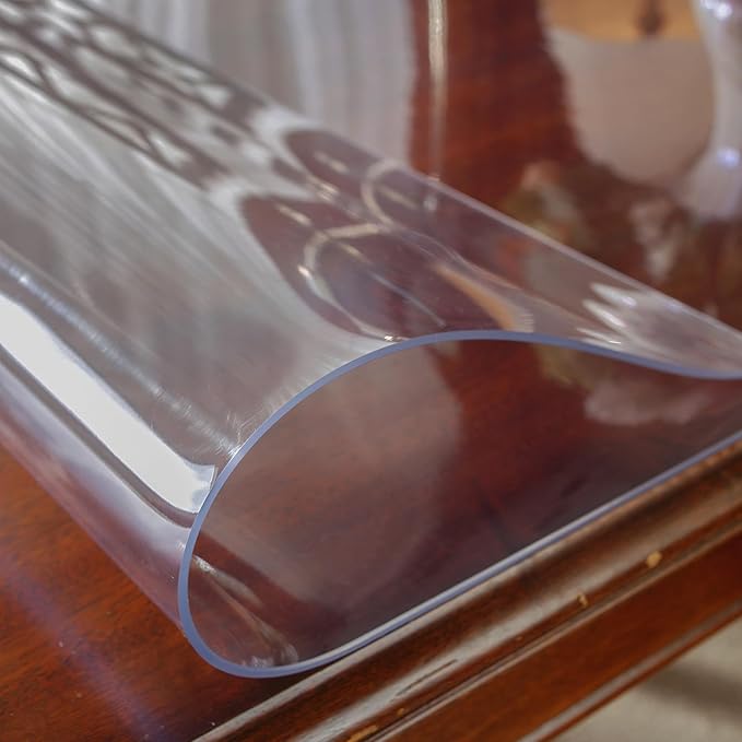 OstepDecor Clear Table Protector 44 x 44 Inch, 2mm Thick Plastic Table Cover, Waterproof PVC Clear Table Cover Protector, Desk Protector Mat, Writing Desk Pad for Desktop, Coffee & Dining Room Table