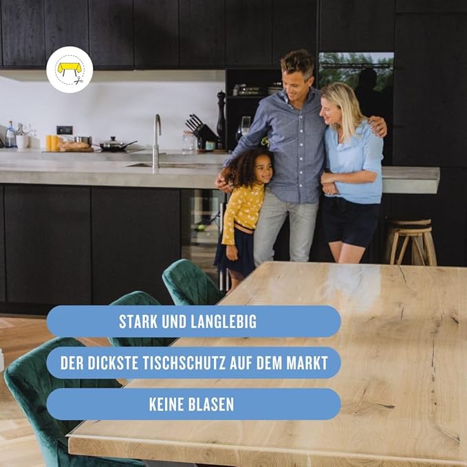 Clear Table Cover Protector, 35.4x71 inch , German Quality with 3 Mm Thickness, Stain Resistant Dining Pad with Beveled Edges, Washable Tablecloth, Fitted Clear Desk Cover for Indoor & Outdoor Use