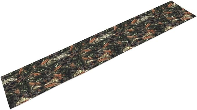 Camouflage Forest Trees Table Runner, Rustic Camouflage Hunting Camp Mossy and Oak Table Runner for Kitchen Dining Banquet Party 13x36in