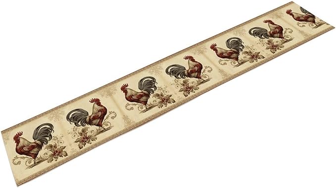 Farmhouse Rooster Table Runner, Vintage Rooster Retro Farmhouse Country Chicken Coffee Table Center Decor for Home Kitchen Dining Patio Holiday Party Indoor Outdoor Table Decorations 13"x108"