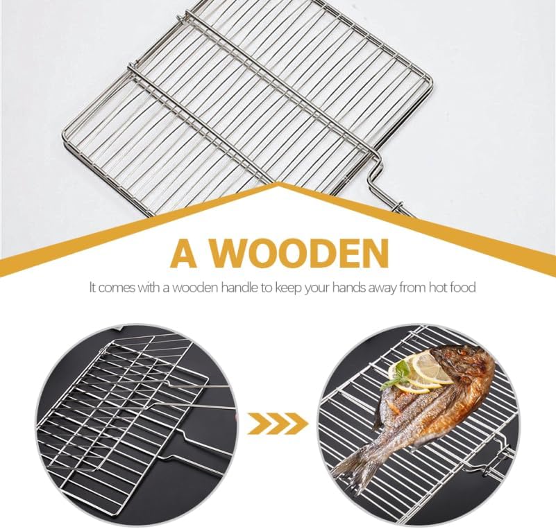 Cabilock Thickened Stainless Steel Fish Grill Basket 15.75X11.81 Inch BBQ - Image 7