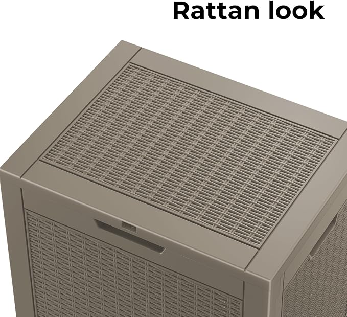 DRATO 34 Gallon Deck Boxes Resin Outdoor Storage Box UV Resistant Outside Deck Box with Lockable Lid for Patio Furniture(Grey,34 Gallon)