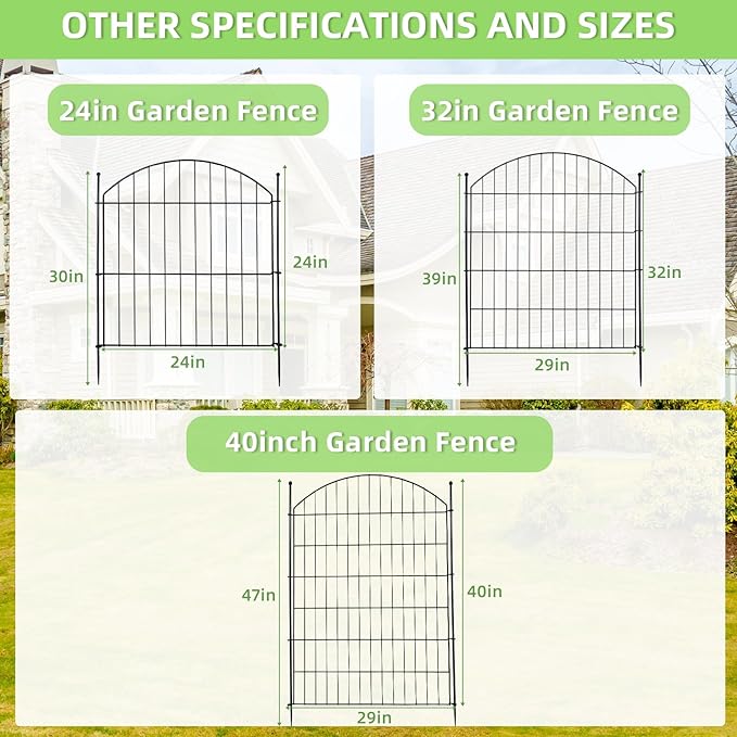 Decorative Garden Fence 32in (H) x12ft (L), 5 Pack No Dig Fence Animal Barrier for Dog, Arched Flower Bed Edging, Wire Border Panel Fencing for Yard Patio Outdoor Decor