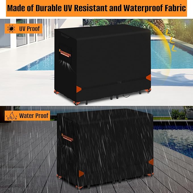Kovshuiwe 60" L x 41" W x 41" H Bar Height Patio Table Dining Covers 600D Oxford Fabric Waterproof 60 Inch Square Patio Bar Height Table & Chair Cover, Black