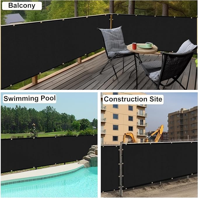 UPGRADE Privacy Fence Screen 8'x9' Black Outdoor 90% Visibility Blockage 170 GSM Mesh Shade Cover Panels for Backyard,Balcony,Home Decoration with Zip Ties,Customized Avaliable