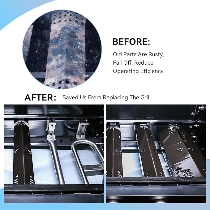 70-02-411 70-02-412 Grill Heat Plate Replacement for Dyna-Glo 5 Burner DGH485CRP, DGH474CRP, Heat Plates for Revoace GBC1793W, Dyna-Glo 4 Burner DGH450CRP Grill, Porcelain Steel Heat Plate, 5 Pack