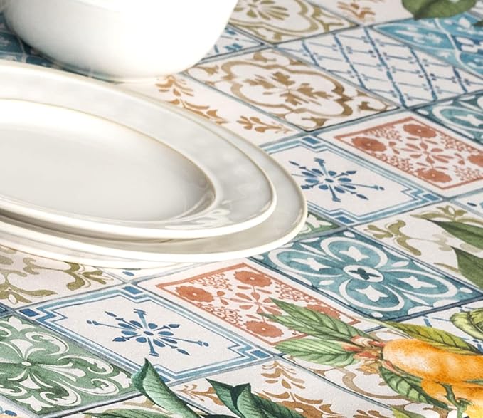 Maison d' Hermine Table Cloth Rectangle Table 100% Cotton 70 x 108 Inches Tablecloth Reusable Decorative Everyday Use for Dining Room, Farmhouse, Home, Party, Festive & Wedding Spring Summer - Agrume