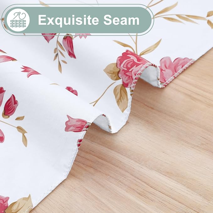 misaya Rectangle Waterproof Vinyl Table Cloth, Plastic Tablecloth with Flannel Backing, Wipeable Table Cover for Dinner, Picnic, Indoor and Outdoor (Pink Flowers, 60" x 120")