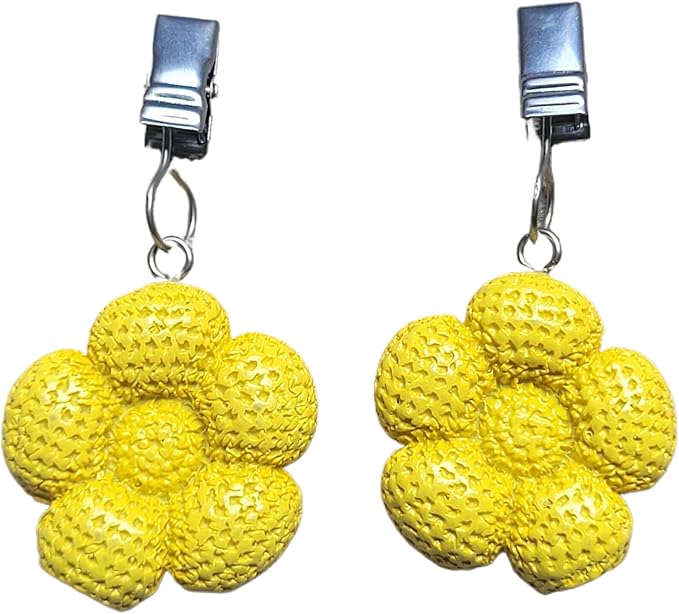 TwoFish Home Set of 4 Yellow Sunflower Resin Tablecloth Weights Clips Yellow Sunflower Handicraft Tablecloth Clamps Pack of 4