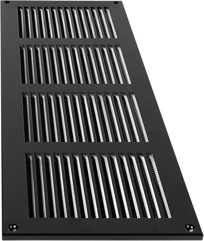 Repa Market 2-Pack Air Vent Cover 16x6 Inch (Outer Dimensions) Black Galvanized Steel Louvered Grill Cover with Mesh Screen/Wall or Ceiling Vent/HVAC Register for Indoor and Outdoor Ventilation