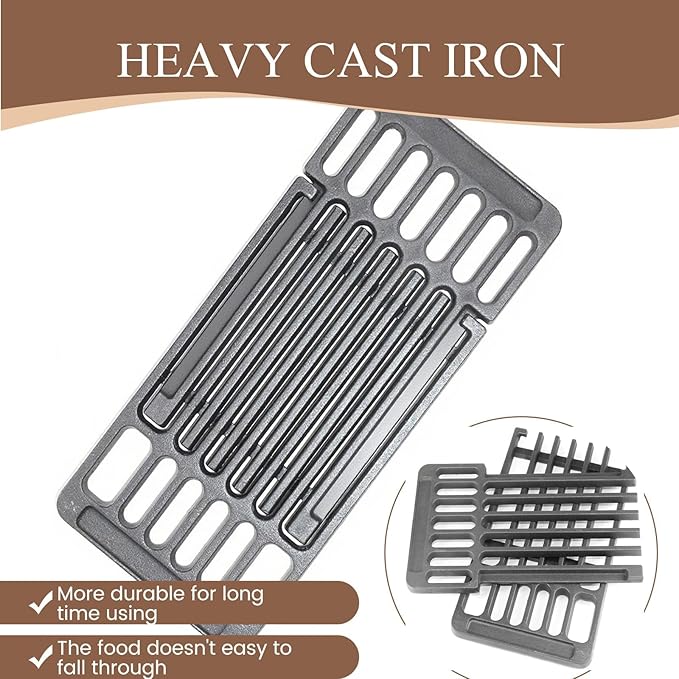 PCBZ0A (3-Pack) 6 1/4 inch wide Adjustable Cast Iron Cooking Grate Replacement for BBQ Grills Gas Eletric Grills, Universal Cooking Grids Extend from 14" up to 20" L