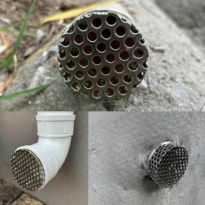 PVC Termination Cap Stainless Steel Mesh Screen Vent Cover, for 1.64" to 1.98" Inner Diameter Furnace and Roof Vent Pipe, Conical Exhaust Pipe Cover End Porous Is More Conducive To Drainage