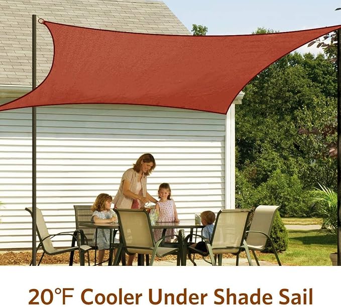 Quictent Sun Shade Sail for Patio w/Hardware Kit 185GSM 24x24ft Terracotta | - Image 8