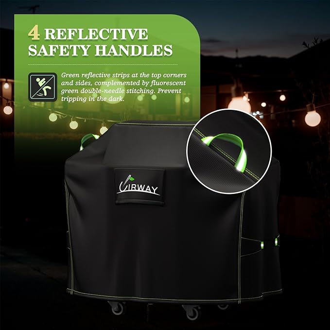 UIRWAY Grill Cover for Outdoor Grill 55 Inch, 600D Heavy Duty Waterproof BBQ Cover, UV & Fade Resistant Gas Grill Covers with Reflective Strip and Air Vent, Black