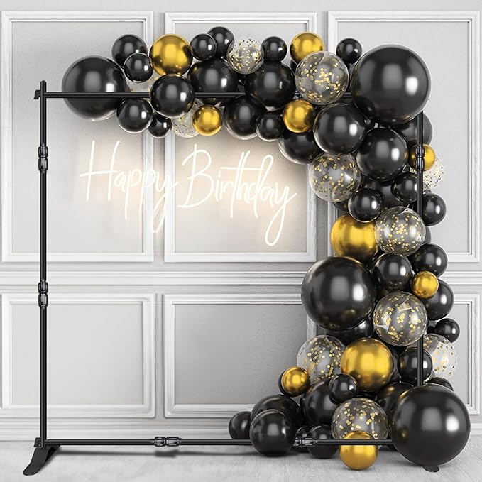 iElyiEsy Backdrop Banner Stand, 8x8FT Heavy Duty Adjustable Step and Repeat Stand with Carrying Bag for Parties Photo Booth Trade Show