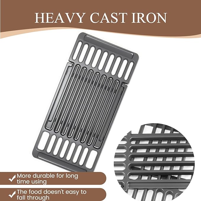 PCBZ0B (3-Pack) 8 inch wide Adjustable Cast Iron Cooking Grate Replacement for BBQ Grills Gas Eletric Grills, Universal Cooking Grids Extend from 14" up to 20" L