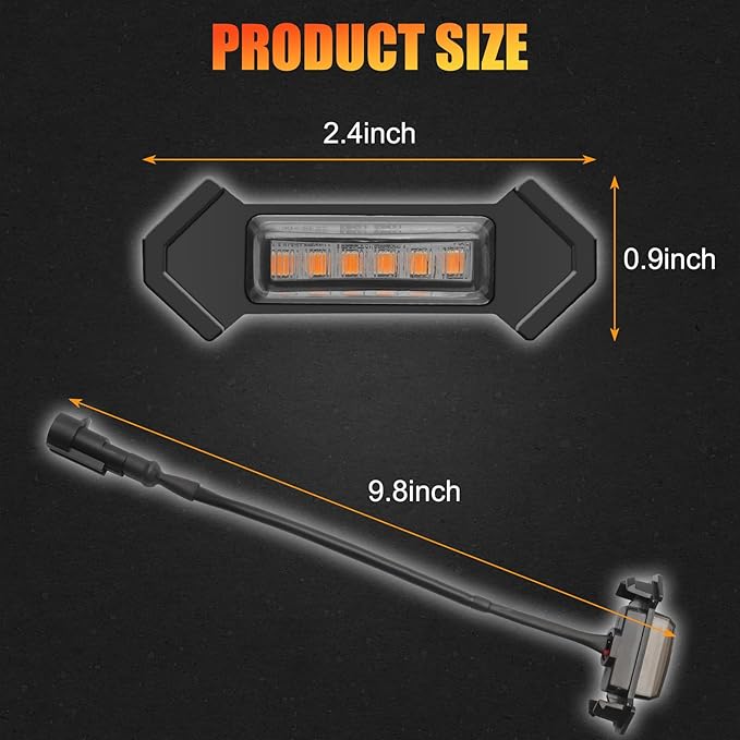 4PCS LED Amber Grill Lights,Grille Lights with Fuse Adaptor ,Waterproof Front Grill Trim Lamps,Vehicle Exterior Grille Lamps Replacement for 2016-2019 Tacoma TRD PRO Front Grille (Black)